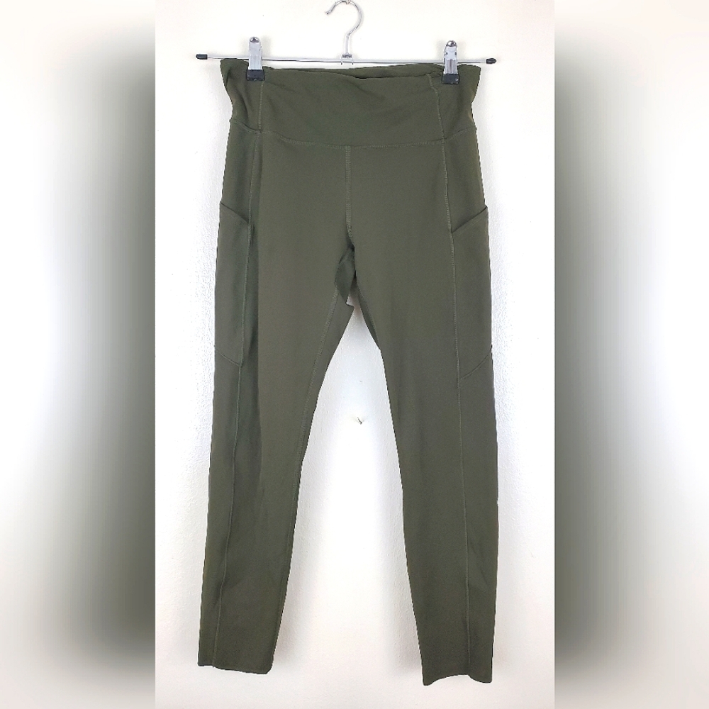 Lululemon Wunder Train Leggings 8 Olive Green Everlux Drawstring Like New